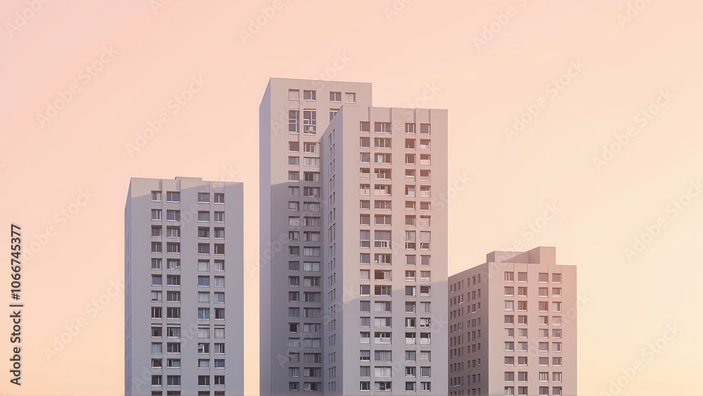 Generative AI, Minimalist Modern Architecture Against Pastel Sky Generative AI, Minimalist Modern Architecture Against Pastel Sky