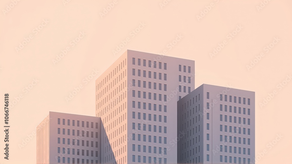 Generative AI, Minimalist Modern Architecture Against Pastel Sky Generative AI, Minimalist Modern Architecture Against Pastel Sky