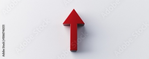 Red arrow pointing diagonally upward simple 2D graphic on white background