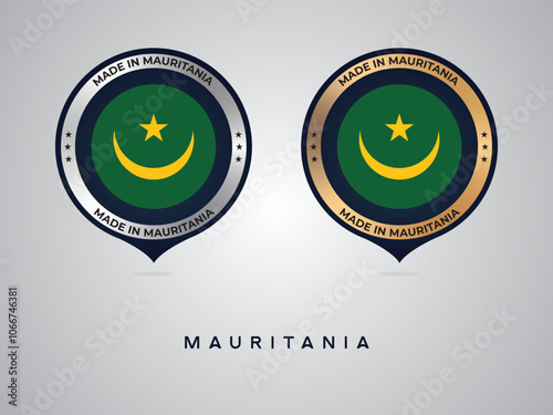 Made in Mauritania. labels, stickers, pointer, badge and symbol of Mauritania flag icon. Collection vector illustration photo