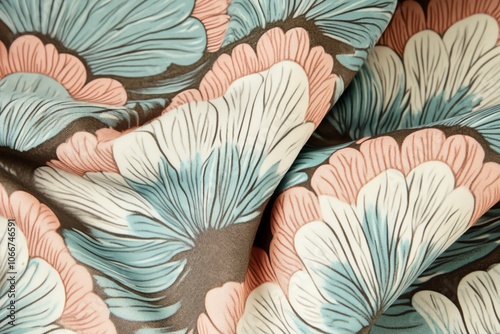 Wallpaper Mural Motif floral vintage en tissu turquoise et corail sur fond sombre. Torontodigital.ca