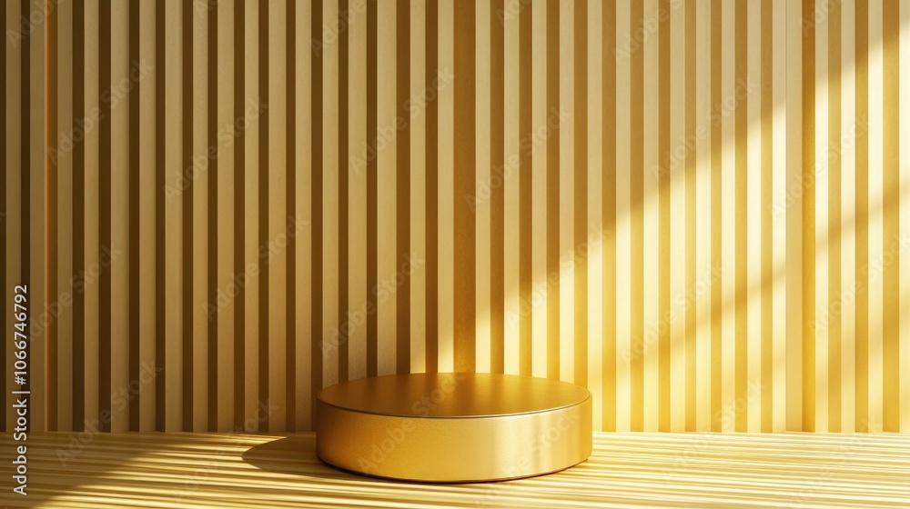 Golden Platform with Vertical Striped Background