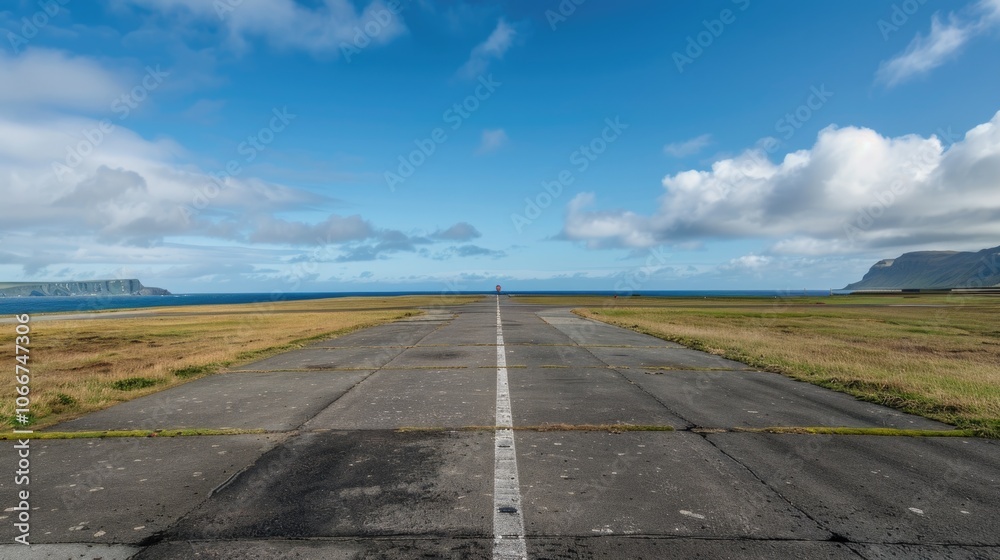 Fototapeta premium Landing Strip on Laesoe Island: Aeronautic Airfield in Scenic Aviation Background