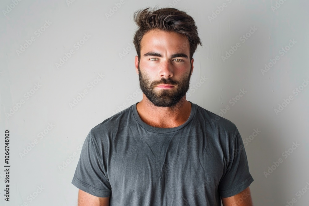 Man Beard Serious. Portrait of Young Hispanic Adult Man with Serious Expression, Isolated on White Background Man Beard Serious. Portrait of Young Hispanic Adult Man with Serious Expression, Isolated on White Background