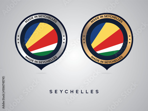 Made in Seychelles. labels, stickers, pointer, badge and symbol of Seychelles flag icon. Collection vector illustration photo