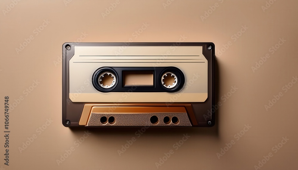 Retro Beige Audio Cassette Tape on Smooth Monochrome Background. Ideal for Concepts of Nostalgia, Vintage Music Media, Analog Sound Recording, and 1980s 1990s Pop Culture Aesthetic Retro Beige Audio Cassette Tape on Smooth Monochrome Background. Ideal for Concepts of Nostalgia, Vintage Music Media, Analog Sound Recording, and 1980s 1990s Pop Culture Aesthetic