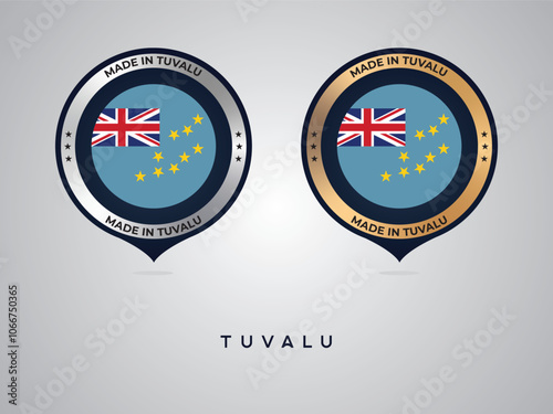 Made in Tuvalu. labels, stickers, pointer, badge and symbol of Tuvalu flag icon. Collection vector illustration