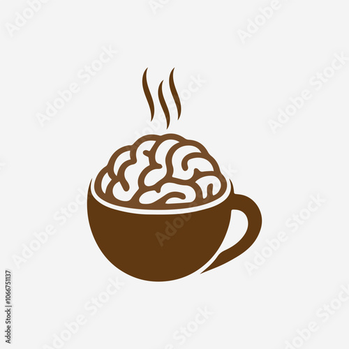brain and coffee logo vector