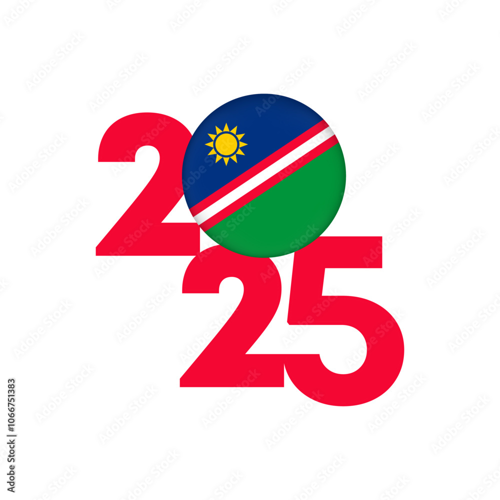2025 banner with Namibia flag inside. Vector illustration. 2025 banner with Namibia flag inside. Vector illustration.