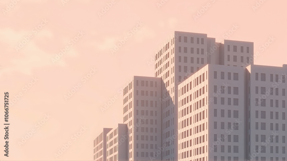 Generative AI, Minimalist Modern Architecture Against Pastel Sky Generative AI, Minimalist Modern Architecture Against Pastel Sky