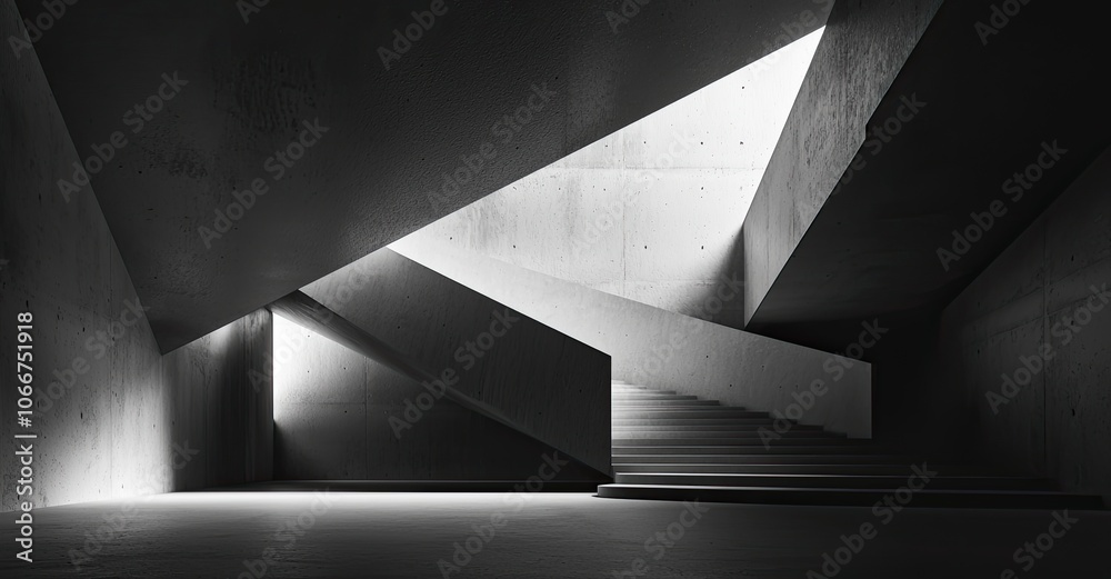 Abstract empty gray concrete room interior with a large wall and floor, a mock-up for the presentation of products, an abstract dark background with reflections Abstract empty gray concrete room interior with a large wall and floor, a mock-up for the presentation of products, an abstract dark background with reflections