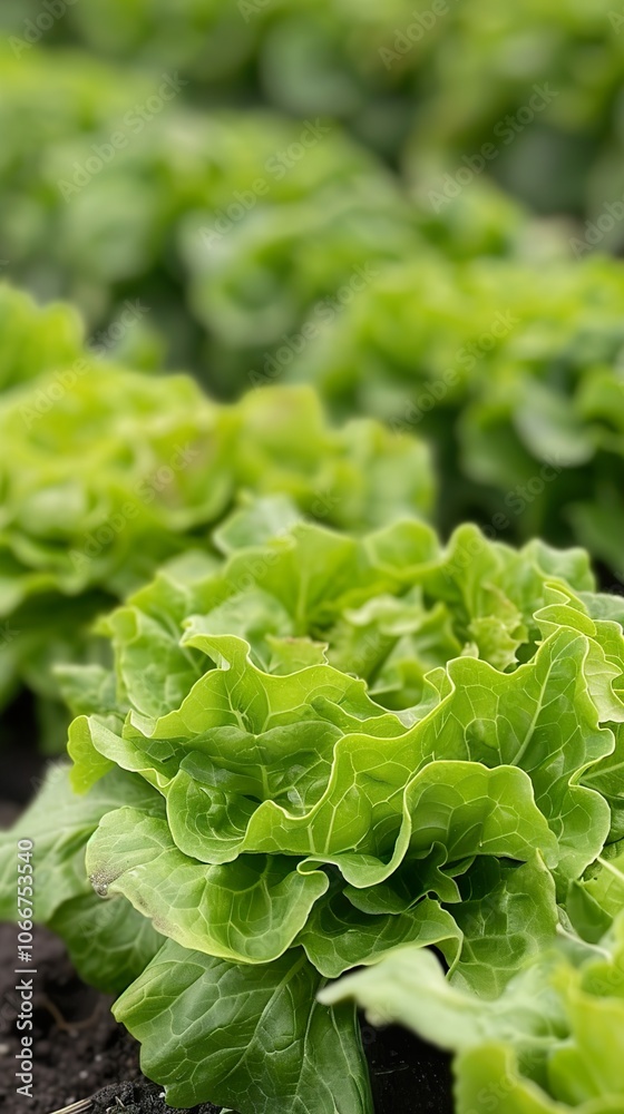 Close-up of Fresh Green Lettuce Leaves in a Garden