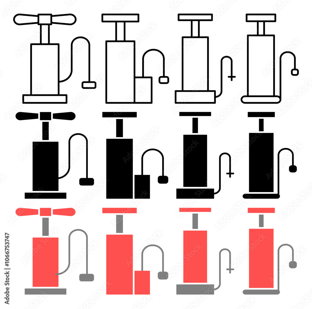 Air pump vector icon collection. vector illustration set. Air pump vector icon collection. vector illustration set.