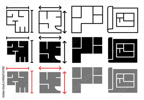 Architecture plan vector icon collection. vector illustration set.