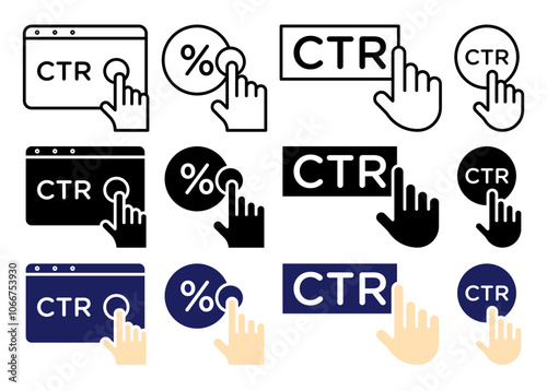 Click through rate vector icon collection. vector illustration set.