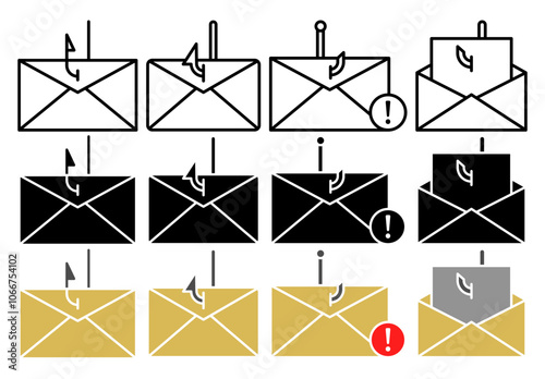 Email phishing vector icon collection. vector illustration set.