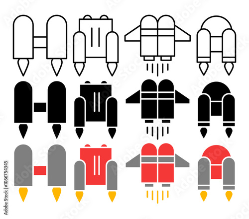 Jetpack vector icon collection. vector illustration set.