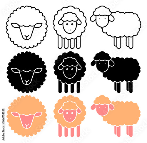 Lamb vector icon collection. vector illustration set.