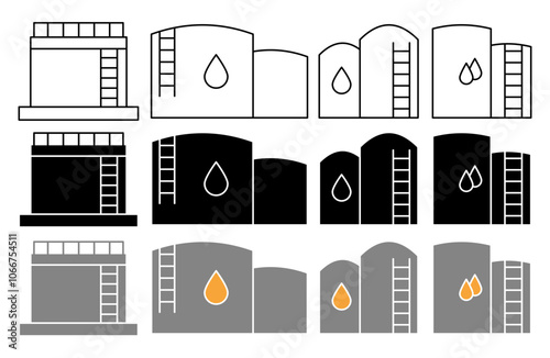 Oil storage vector icon collection. vector illustration set.