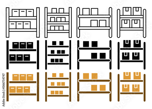 Storage rack vector icon collection. vector illustration set.