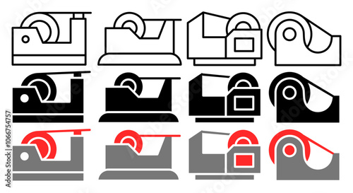 Tape dispenser vector icon collection. vector illustration set.