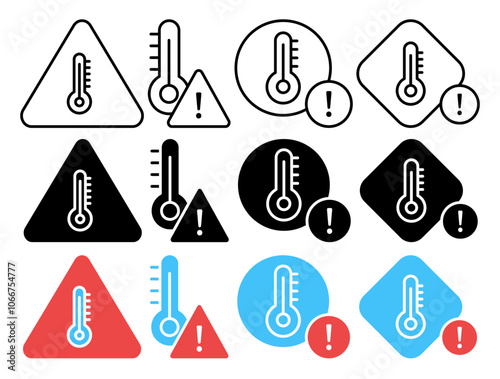 Temperature warning sign vector icon collection. vector illustration set.