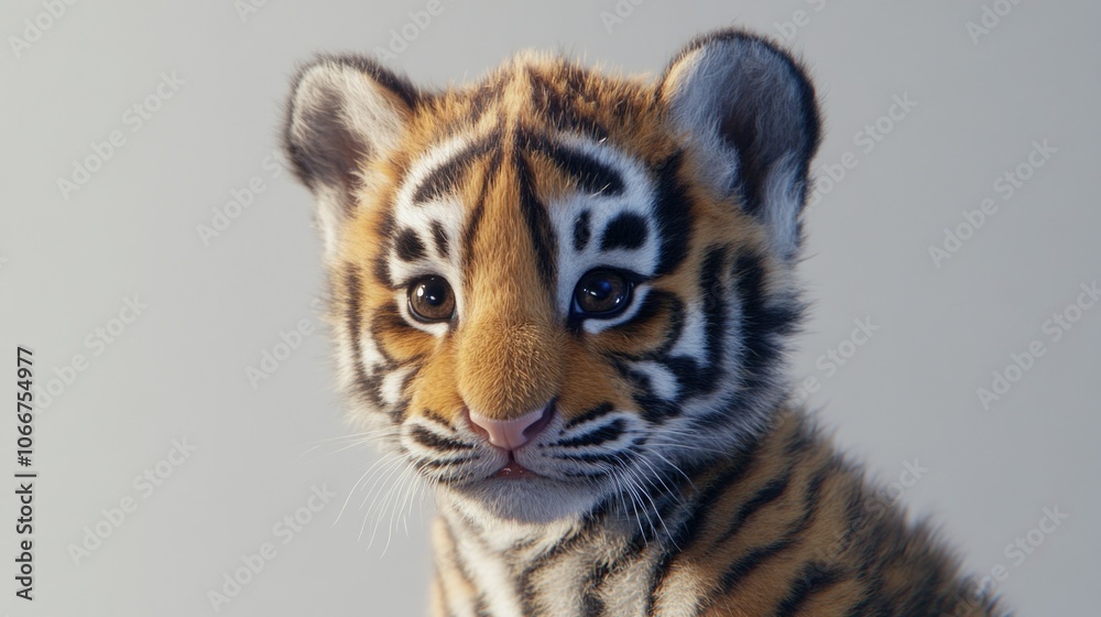 Obraz premium Adorable Baby Tiger Cub Close Up