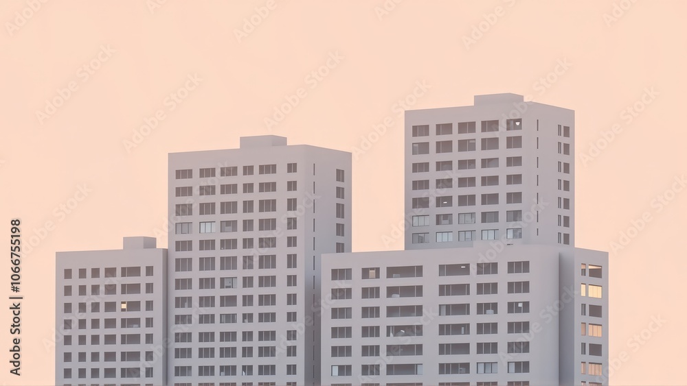generative ai, Minimalist Modern Architecture Against Pastel Sky generative ai, Minimalist Modern Architecture Against Pastel Sky