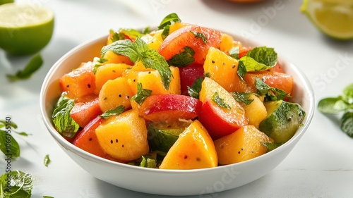 Vibrant Fresh Fruit Salad Bursting with Tropical Flavors and Colorful Ingredients