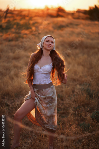Portrait of a girl on a farm