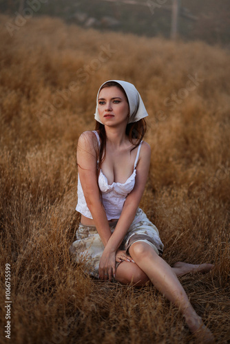 Portrait of a girl on a farm