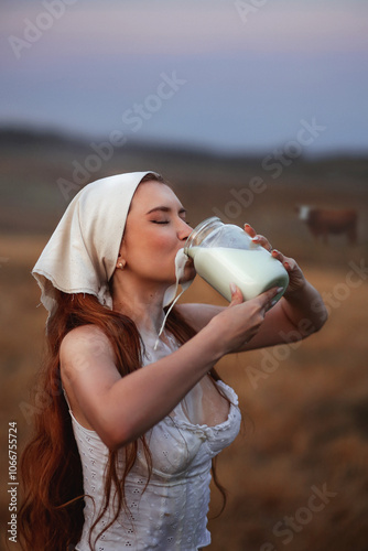 Portrait of a girl on a farm