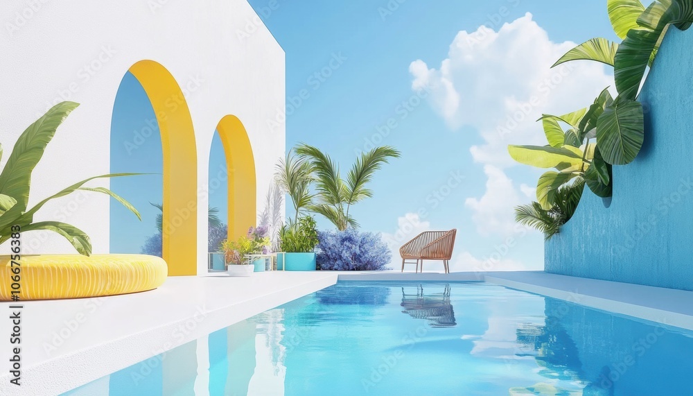 Fototapeta premium Tropical Poolside Oasis.