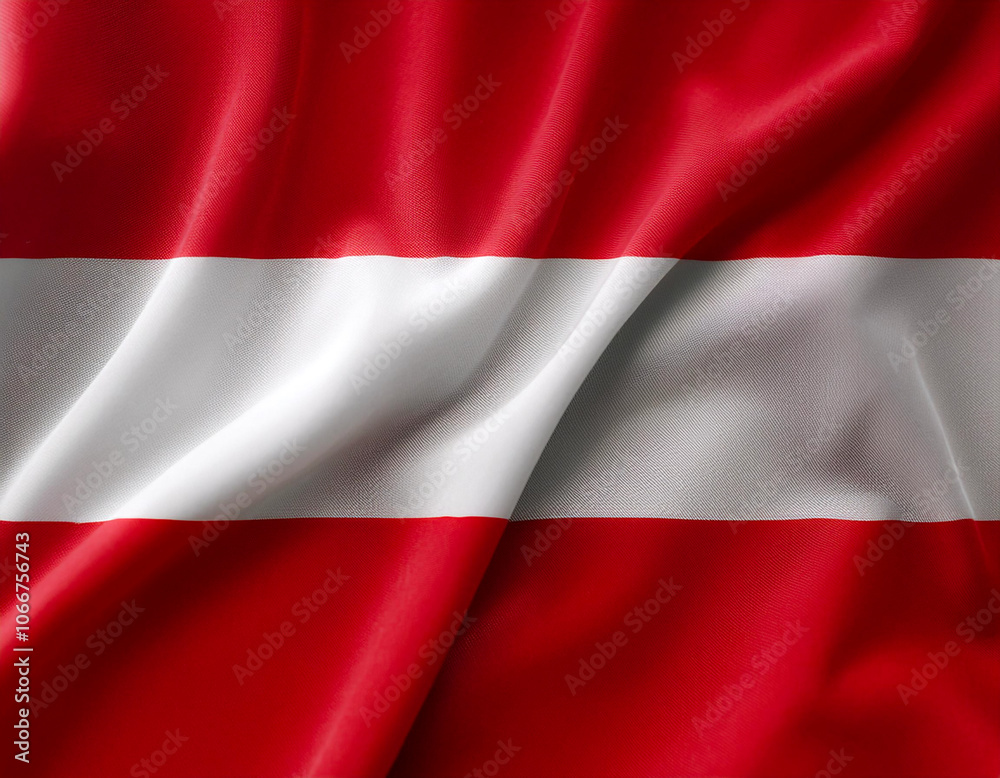 Austria flag waving in the wind. Close up of Austria banner blowing, soft and smooth silk. Cloth fabric texture ensign background. Use it for national day and country occasions concept Austria flag waving in the wind. Close up of Austria banner blowing, soft and smooth silk. Cloth fabric texture ensign background. Use it for national day and country occasions concept