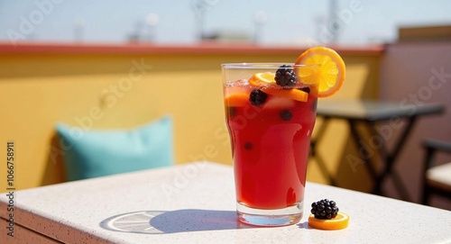 Refreshing summer drink with fruits photo