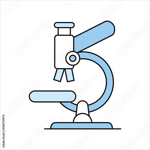 microscope blue icon with white background vector stock illustration