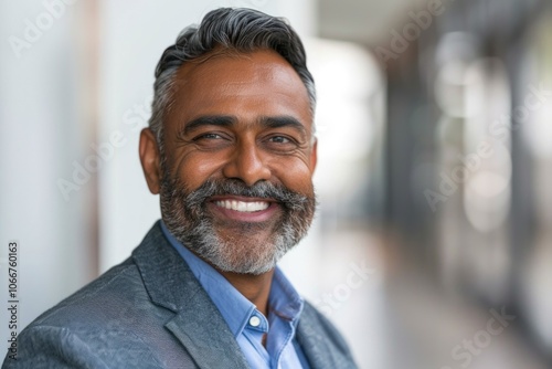 Mature Professional Man. Successful Indian Businessman Smiling with Satisfaction