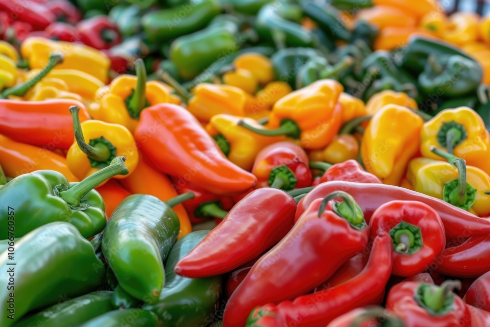 Mexican Peppers. Capsicum Agriculture Background with Various Chili Pepper Types Mexican Peppers. Capsicum Agriculture Background with Various Chili Pepper Types