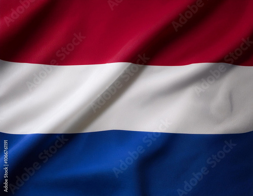 Free Download Dutch flag waving in the wind. Close up of Dutch banner blowing, soft and smooth silk. Cloth fabric texture ensign background. Use it for national day and country occasions concept - GFXLoad