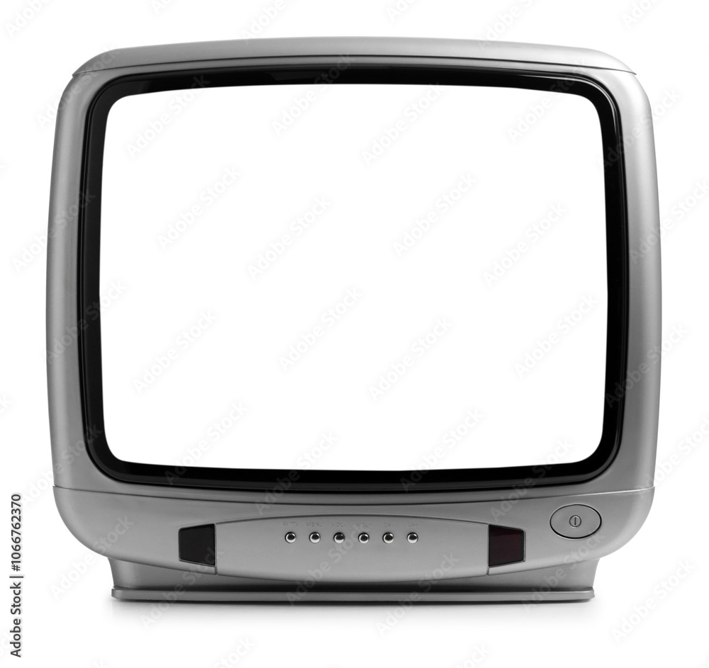 Retro TV with blank screen isolated on white Retro TV with blank screen isolated on white