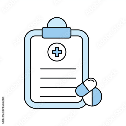 prescription blue icon with white background vector stock illustration