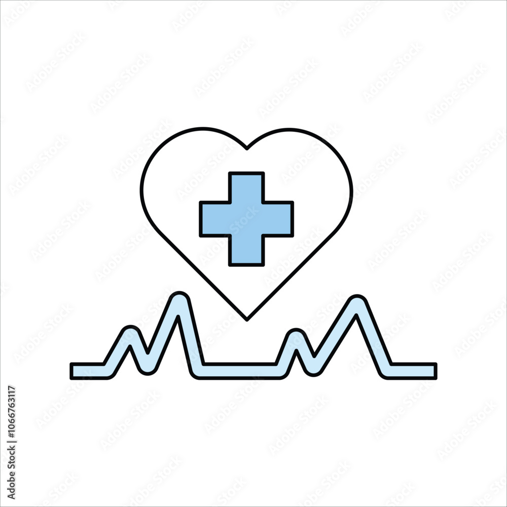 heartbeat blue icon with white background vector stock illustration heartbeat blue icon with white background vector stock illustration