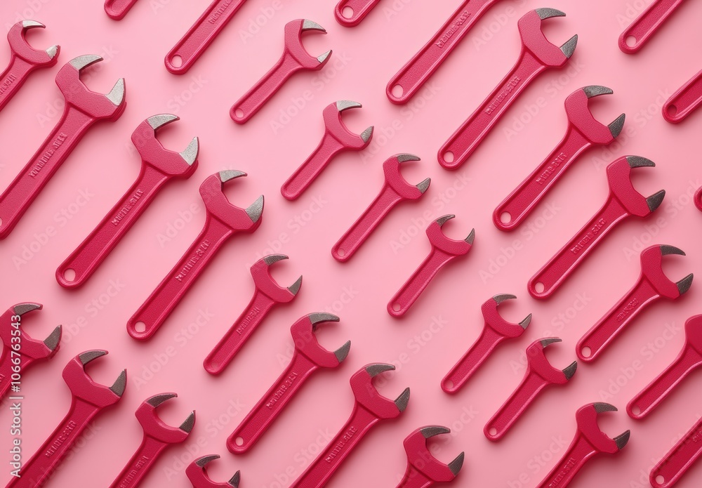 Naklejka premium Pink Wrenches Pattern.