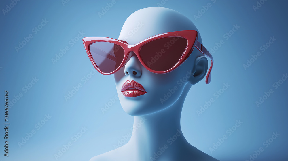 Cat-eye frame sunglasses with pointed corners on a mannequin Cat-eye frame sunglasses with pointed corners on a mannequin