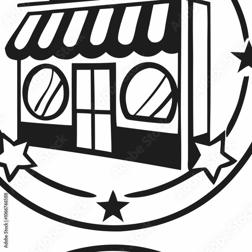 Store Icons: Coffee Shop, Egg Shop, Shopping Bag - Vector Illustration