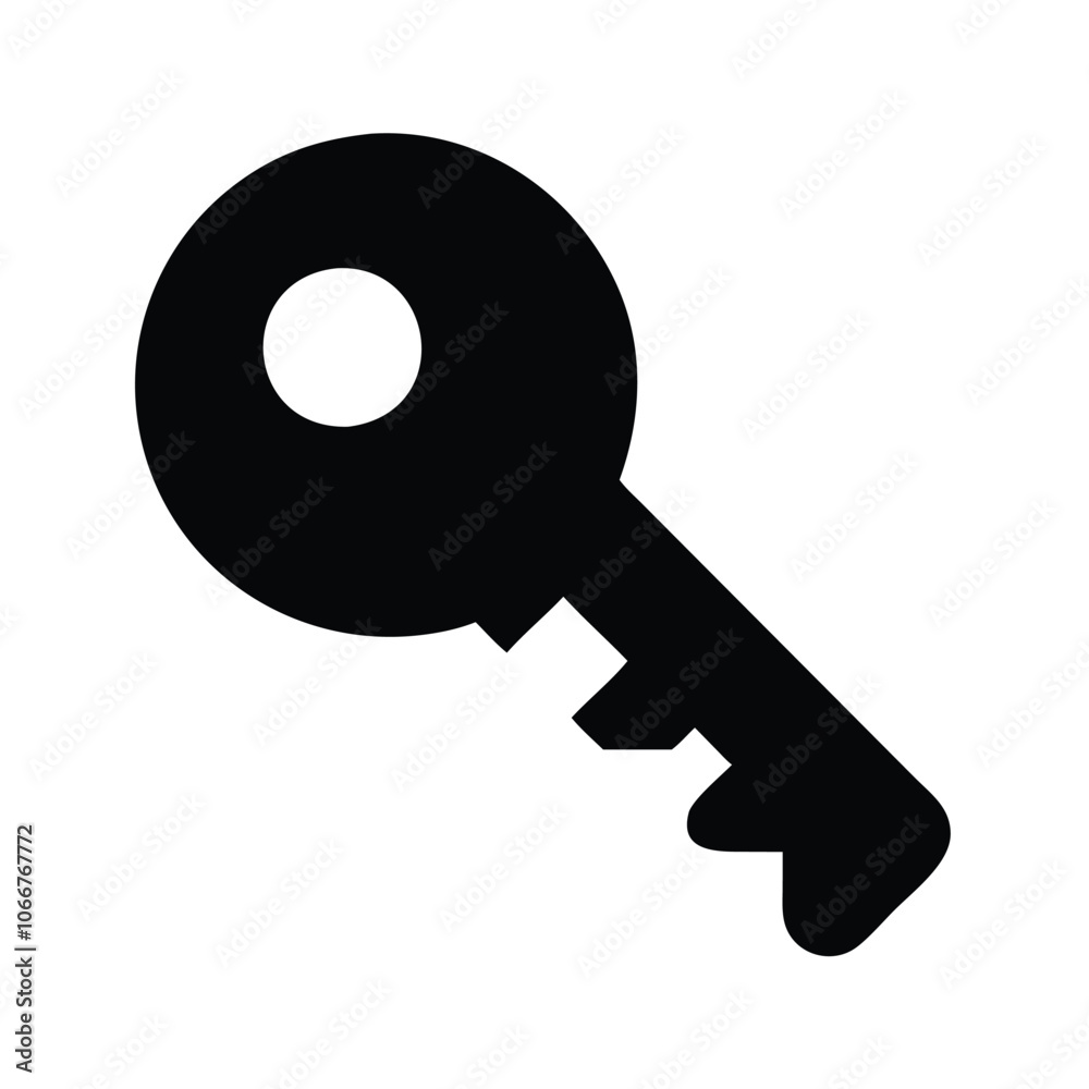Black Key Silhouette Icon, Simple black silhouette of a key, symbolizing access, security, and unlocking, perfect for digital, security, and minimalist designs.
Black Key Silhouette Icon, Simple black silhouette of a key, symbolizing access, security, and unlocking, perfect for digital, security, and minimalist designs.