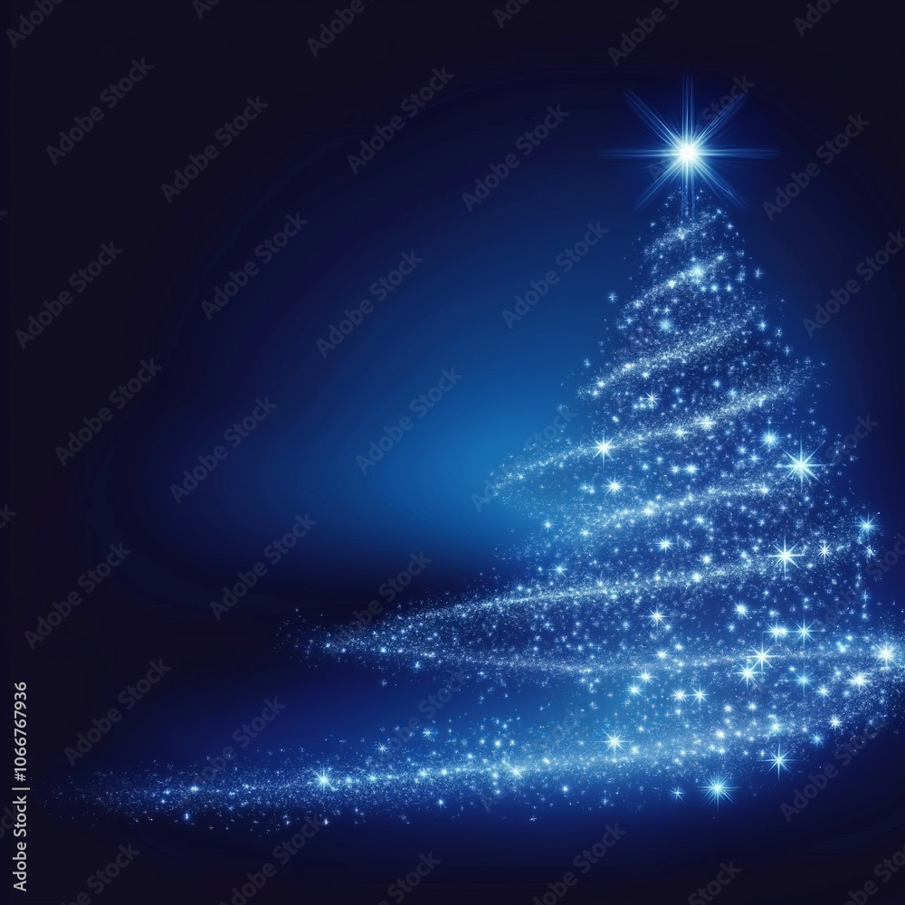A sparkling blue Christmas tree illuminated with stars, creating a festive atmosphere during the winter holiday season A sparkling blue Christmas tree illuminated with stars, creating a festive atmosphere during the winter holiday season