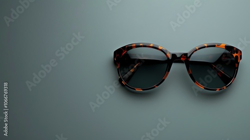 A pair of tortoiseshell sunglasses on a grey background. photo