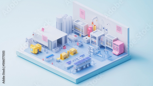 Schematic diagram of factory layout optimized for lean manufacturing