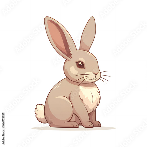 Cute Beige Rabbit Illustration